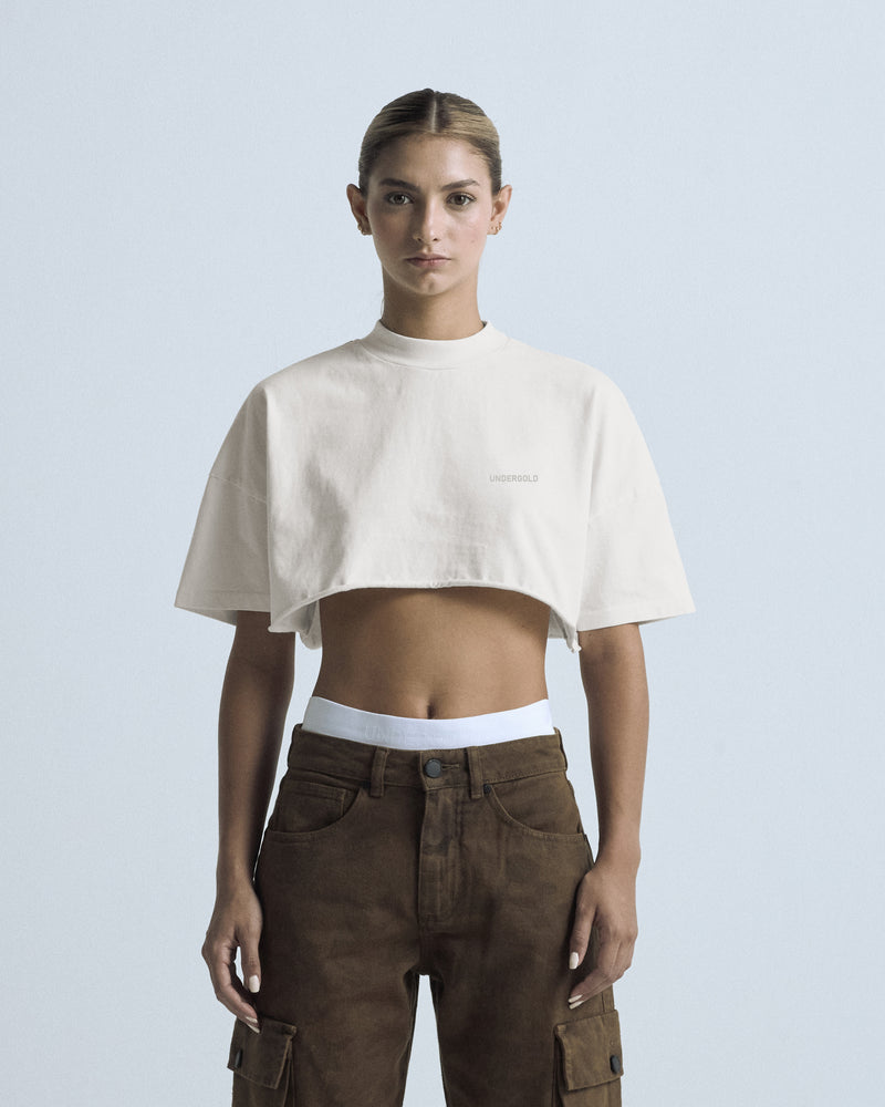 Line Logo Crop Top Cream