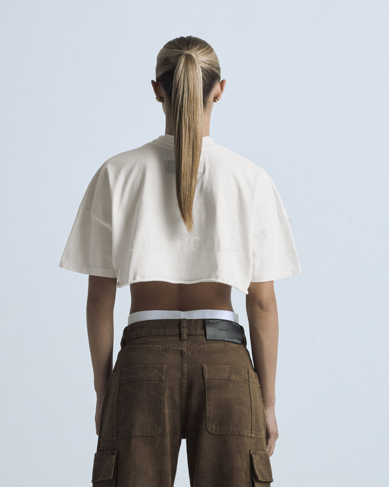 Line Logo Crop Top Cream