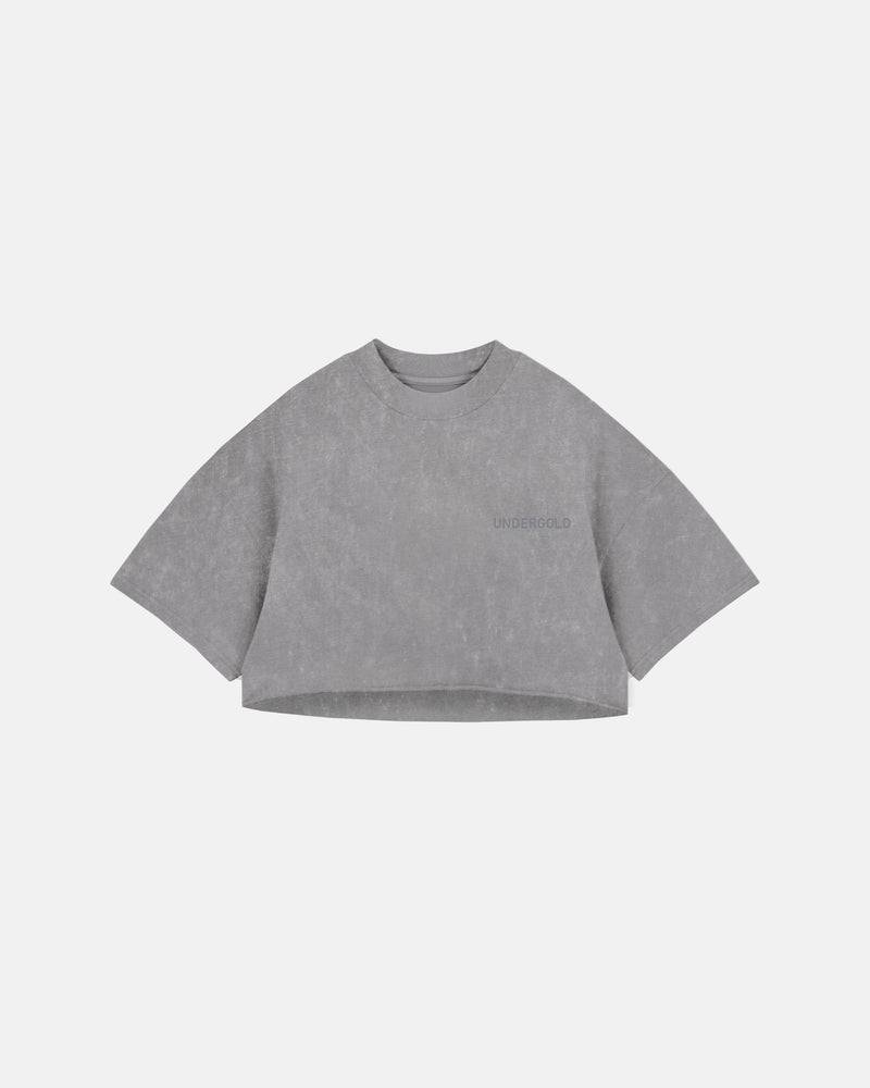 Line Logo Crop Top Washed Gray