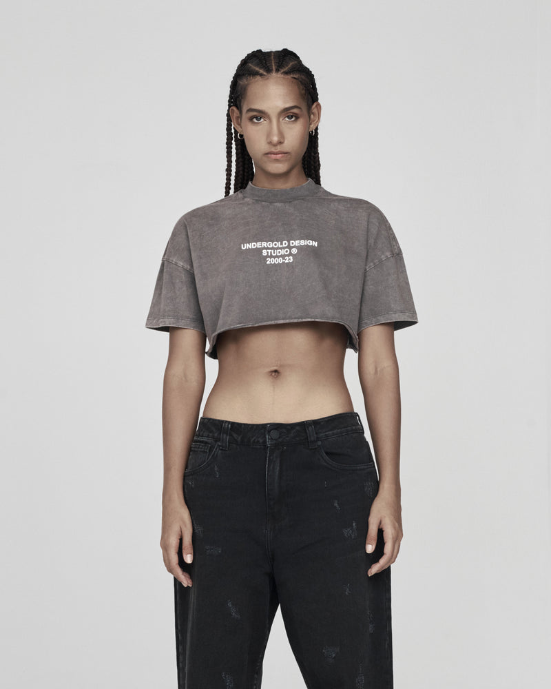 Walking Into Heaven Crop Top Vintage Gray