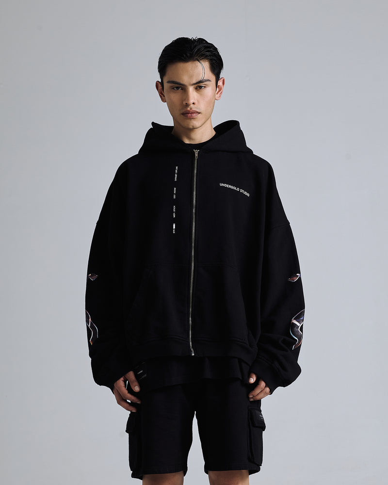 Nova Glass Zip-up Hoodie Black