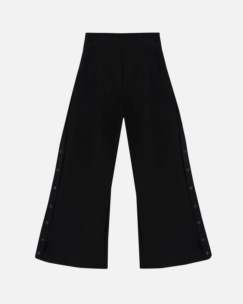 Women Side Buttons Trousers Black