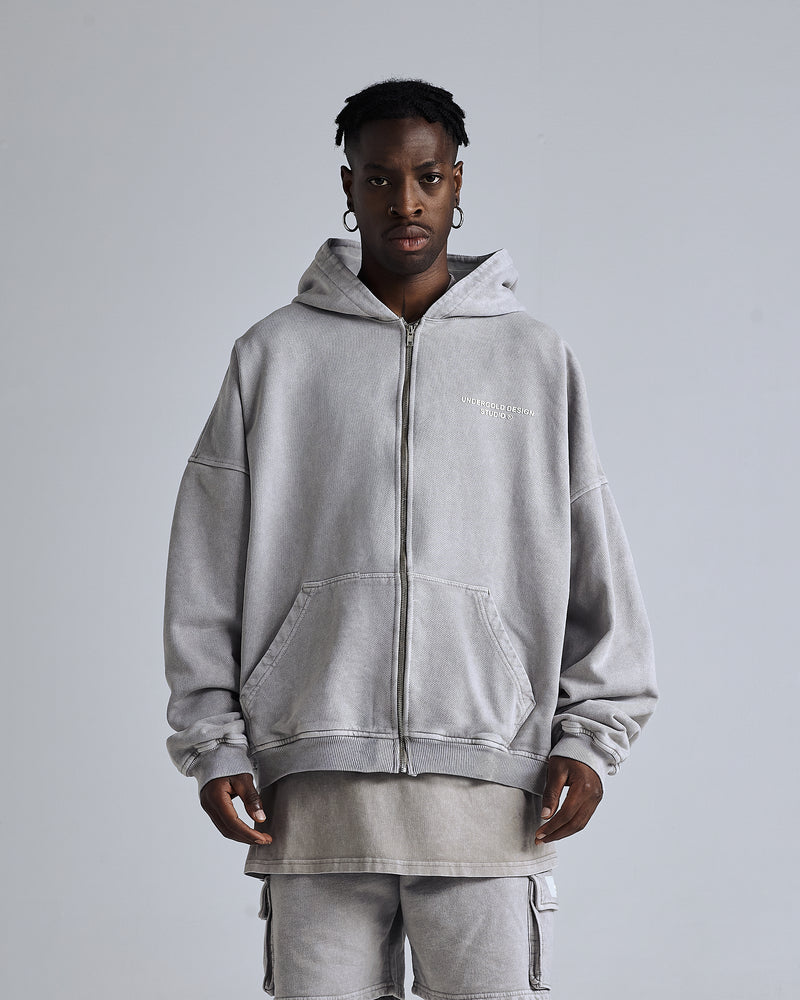 Basics Undergold Design Studio Zip-up Hoodie Vintage Light Gray