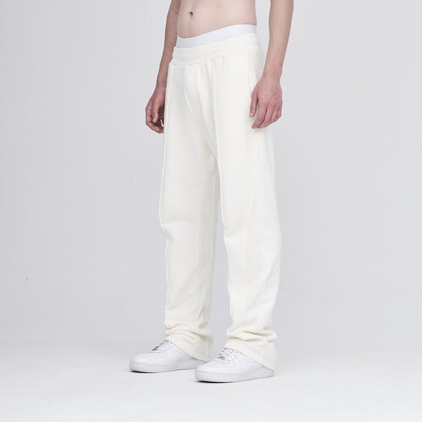 Solid Ribbed Sweatpant ll Ivory